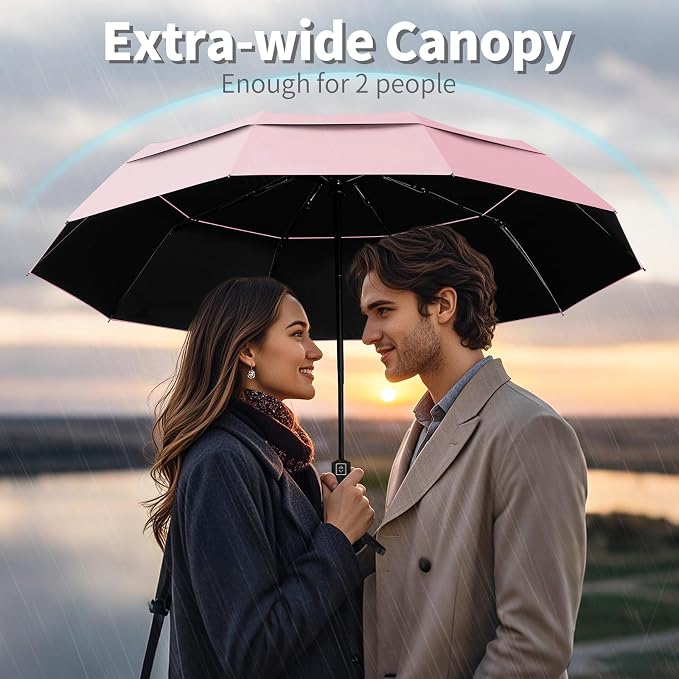 Seniny Windproof Travel Umbrella, Double Vented Canopy Large Umbrellas - Image 4