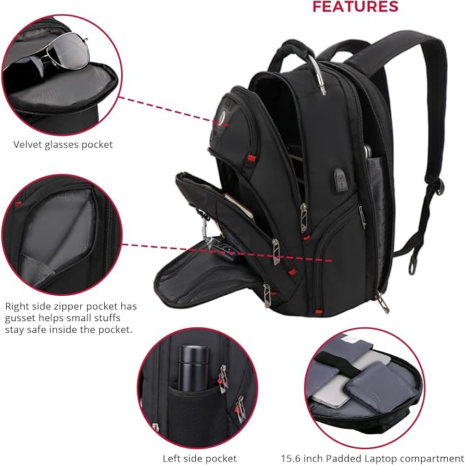 Swissdigital Design Travel Laptop Backpack, College Backpack - Image 5