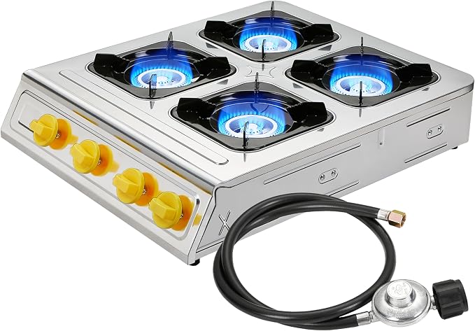 Vivicreate 4 Burner Propane Gas Stove 40000 BTU Stainless Steel Cooktop by Vivicreate