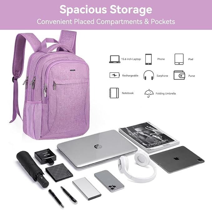 Voova Travel Laptop Backpack, Business Work Laptop Backpack - Image 2