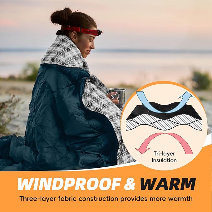 MEREZA Flannel Sleeping Bag for Adults XL, Large Wide Sleeping Bags for Camping - Image 5