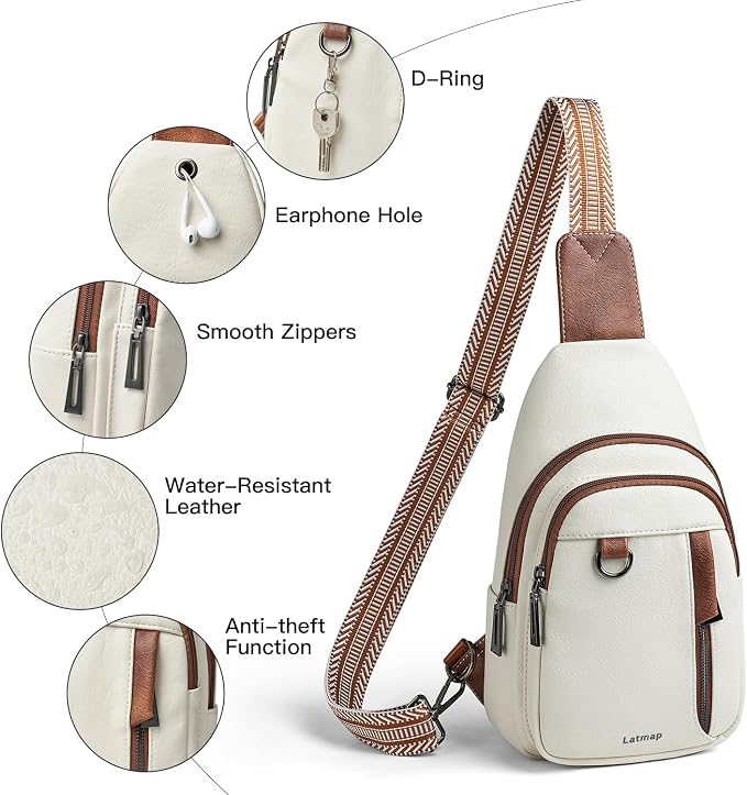7L Sling Bag for Women Men Leather Small Sling Backpack Daypack Anti Theft - Image 4