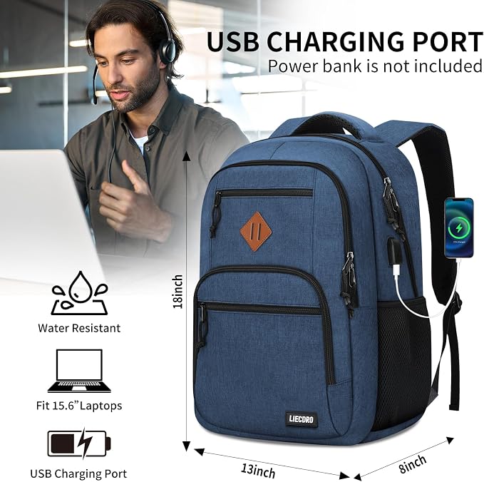 Blue Backpacks for Men, Backpack for School, School Backpack for Boys Teens - Image 4