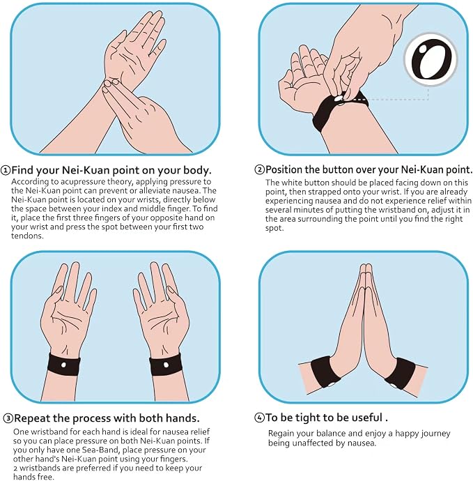 6 Pairs Motion Sickness Bands – Natural Anti Nausea Acupressure Wristbands - Image 5
