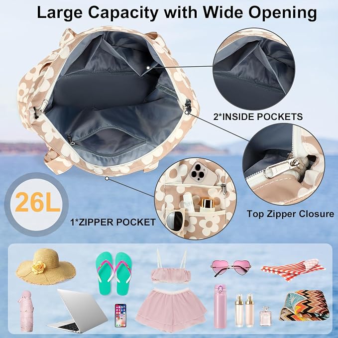 LEDAOU Beach Bags for Women, Beach Bags Waterproof Sandproof, Packable Beach - Image 7