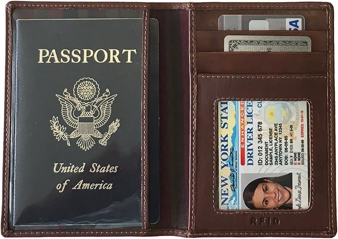 Personalized Monogrammed Toffee Leather RFID Passport Wallet - Image 5