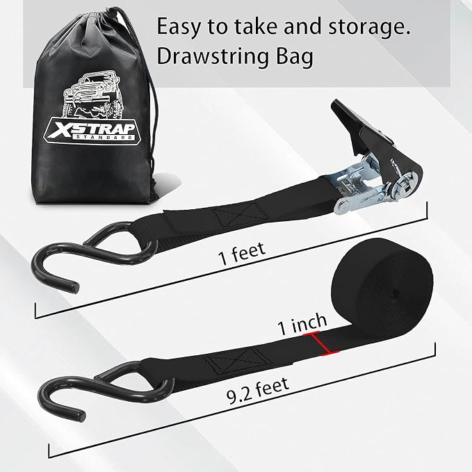 XSTRAP STANDARD Ratchet Tie Down Straps 8PK 1'' x 10 ft - 900 LB Break Strength - Image 2