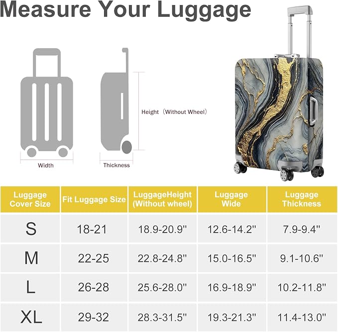 ANNA QUEEN Luxury Marble Gold Luggage Cover, Elegant Black & Grey Suitcase - Image 5