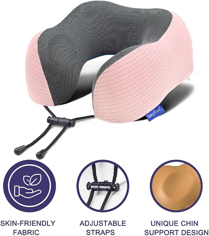 napfun Neck Pillow for Traveling, Upgraded Travel Neck Pillow for Airplane 100% - Image 3