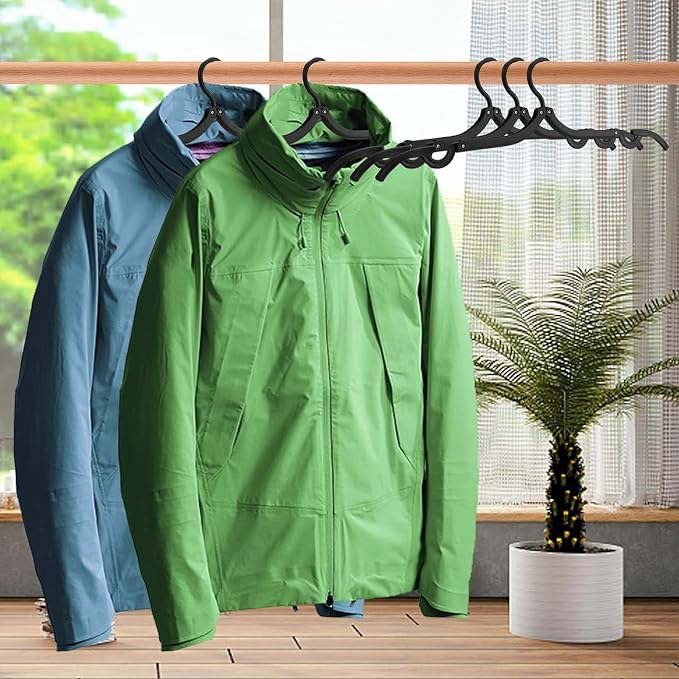 12 PCS Black Portable Folding Clothes Hangers, Non-Slip Folding Hangers - Image 6