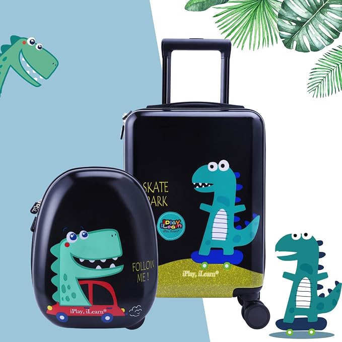iPlay, iLearn Dinosaur Kids Luggage, Boy Carry on Suitcase, Toddler Rolling - Image 7