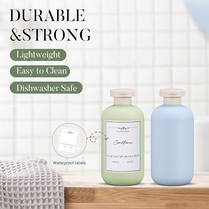 6.8 oz Plastic Travel Shampoo Bottles, Refillable Flip Cap Squeeze Bottles - Image 3
