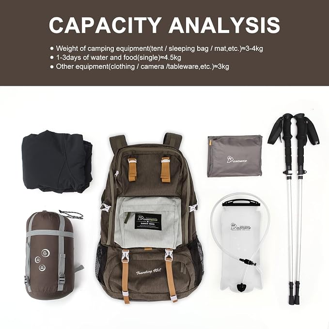 MOUNTAINTOP 40L Hiking Backpack Lightweight Travel Backpack - Image 7
