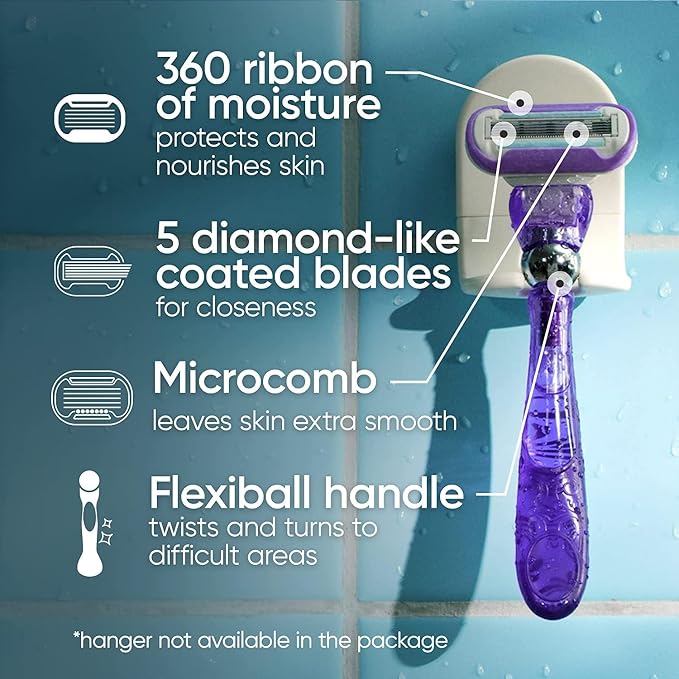 Gillette Venus Deluxe Smooth Swirl Women's Razor Handle + 4 Blade Refills - Image 2