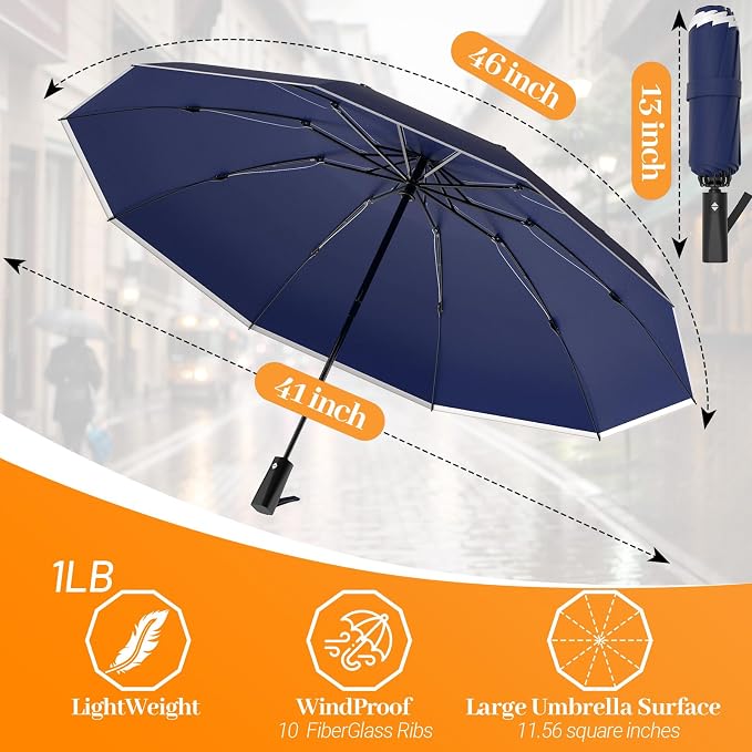 Travel Umbrella Superior, Beautiful & Compact, Large Strong but Light Portable - Image 2
