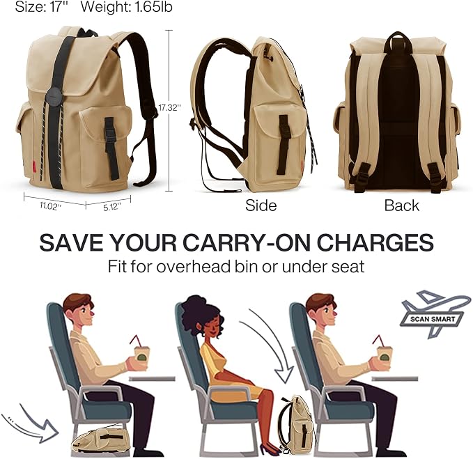 mixi Travel Laptop Backpack for Women & Men, Carry On Backpack fits 16'' Laptop - Image 6