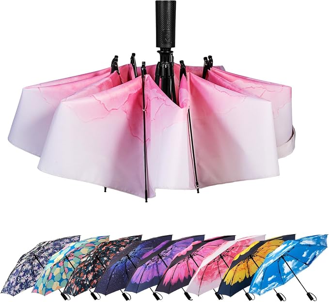 LANBRELLA Compact Reverse Folding Umbrella Auto Windproof Travel Umbrella by LANBRELLA