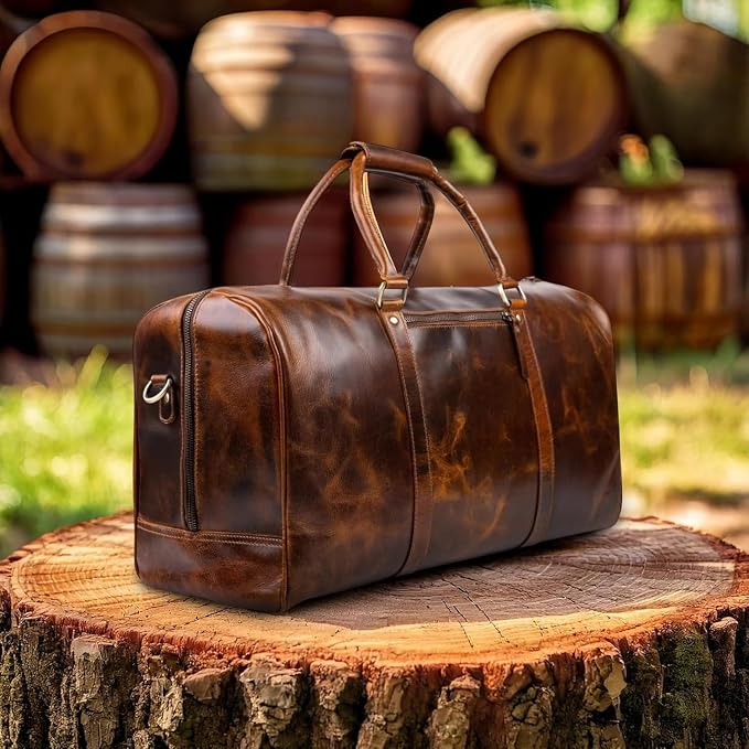 ELIZO Leather Duffle Bag For Men Women Real Full Garin Custom Travel Overnight - Image 2