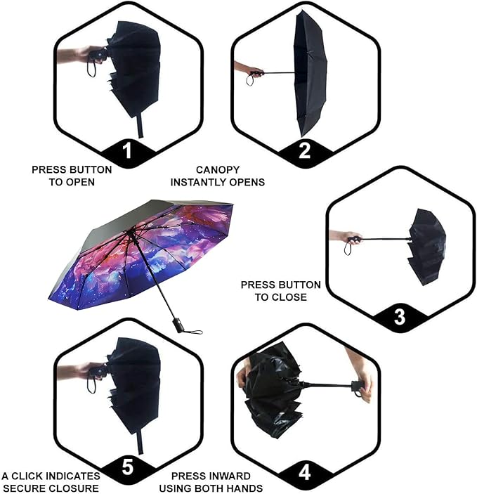 SY COMPACT Travel Umbrella Windproof Automatic Umbrellas Small Compact UV Sun - Image 3