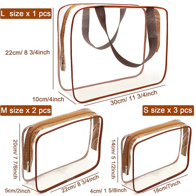 APREUTY Clear Makeup Bags, TSA Approved 6Pcs Cosmetic Makeup Bags Set Clear PVC - Image 3