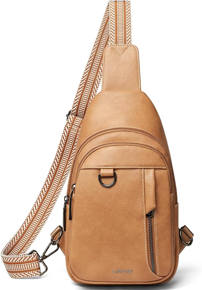 7L Sling Bag for Women Men Leather Small Sling Backpack Daypack Anti Theft by LATMAP