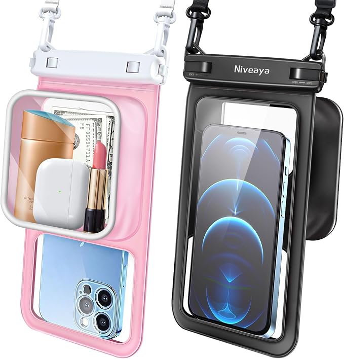 Niveaya [Floatable Floating Waterproof Phone Pouch 2 Pack-Up to 8.5", Large by Niveaya