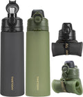 TakeToday Collapsible Water Bottles 20oz, Leak Proof, Foldable Silicone Travel by TAKETODAY