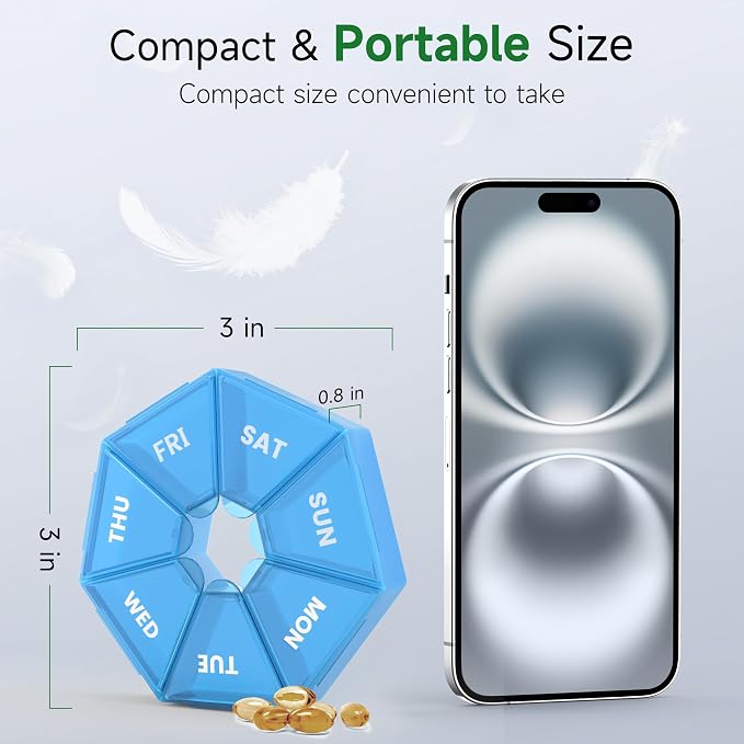 Weekly Pill Organizer, 2 Pack Portable Pill Box Medicine case 6 Colors New - Image 5