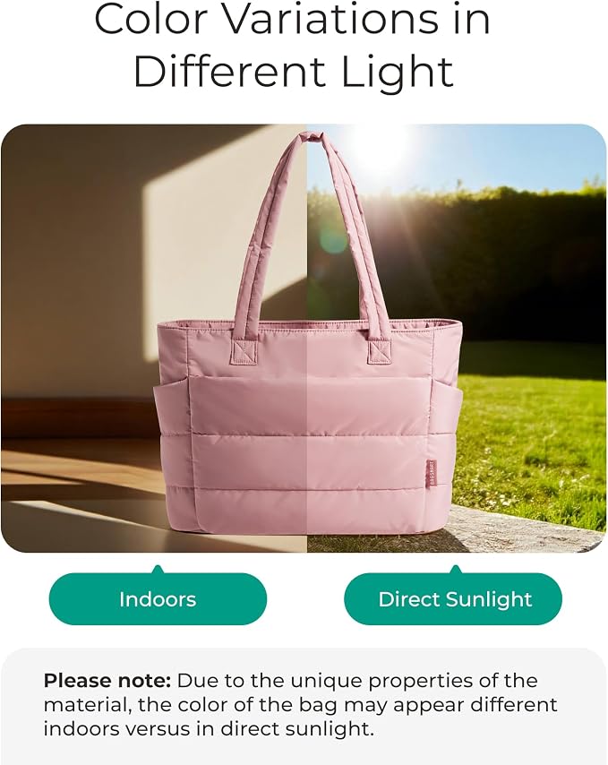 BAGSMART Tote Bag for Women, Lightweight Puffy Tote Bag - Image 3