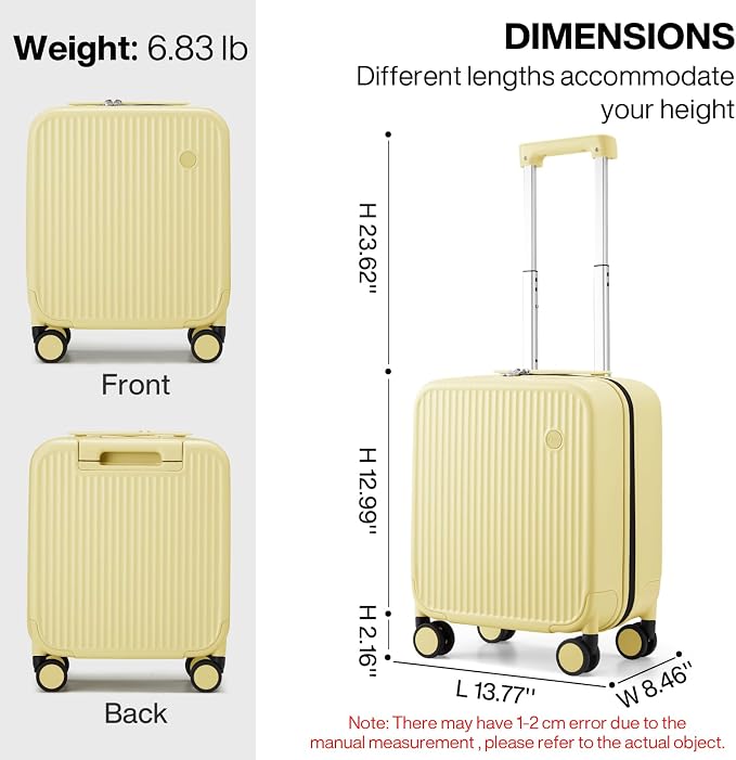mixi Underseat Carry on Luggage 16 Inch Hardshell PC Suitcase - Image 6