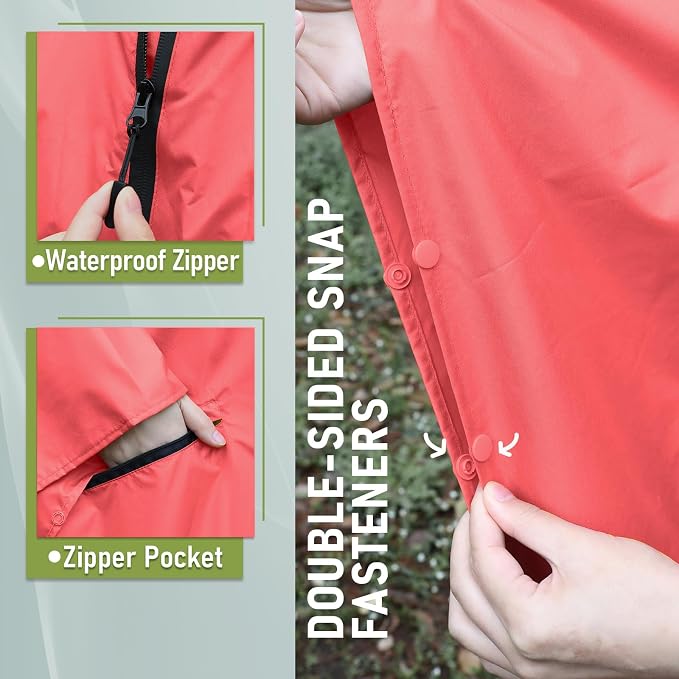 SaphiRose Unisex Rain Poncho Raincoat Hooded - Image 4