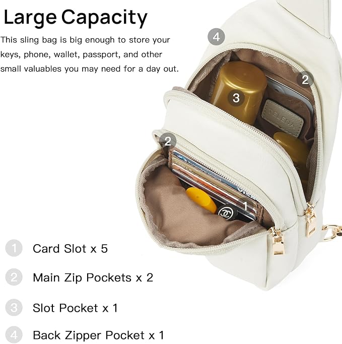 Telena Small Sling Bag for Women Leather Crossbody Fanny Packs Chest Bag for - Image 3