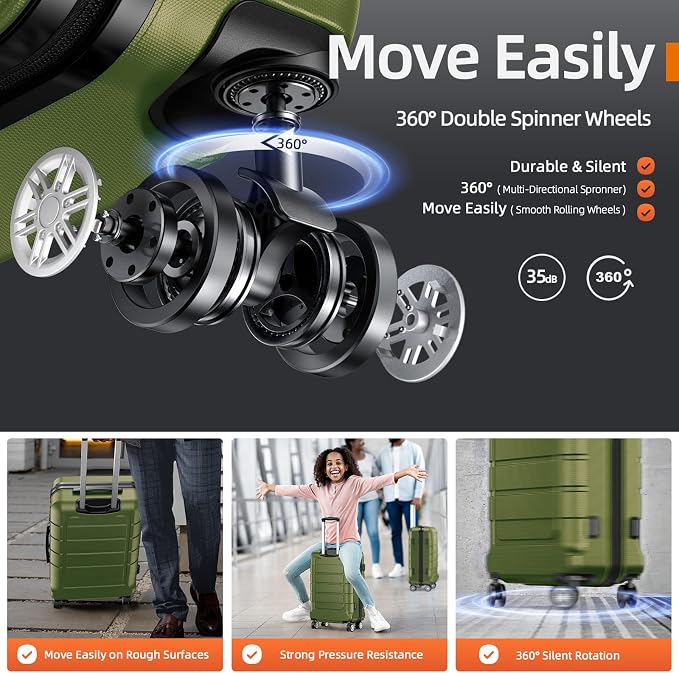 SHOWKOO Luggage Sets Expandable PC+ABS Durable Suitcase Double Wheels TSA Lock - Image 7