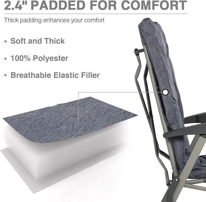 EVER ADVANCED Folding Camping Recliner Chair Fully Padded - Image 7