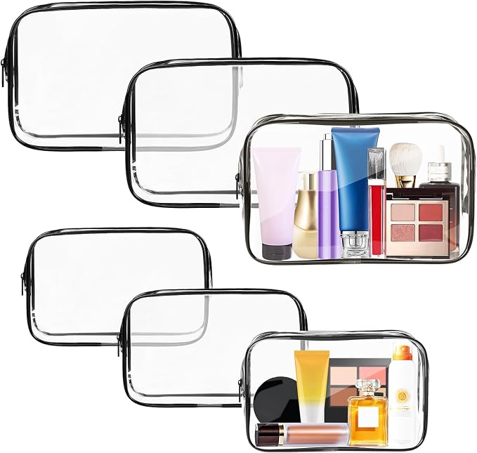 AURUZA 6 Pack Clear Toiletry Bag, Portable Travel Makeup Bags by AURUZA