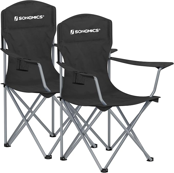 SONGMICS 2 Pack Folding Camping Chairs, Load 330 lb, Cup Holder and High by SONGMICSbySONGMICSHOME