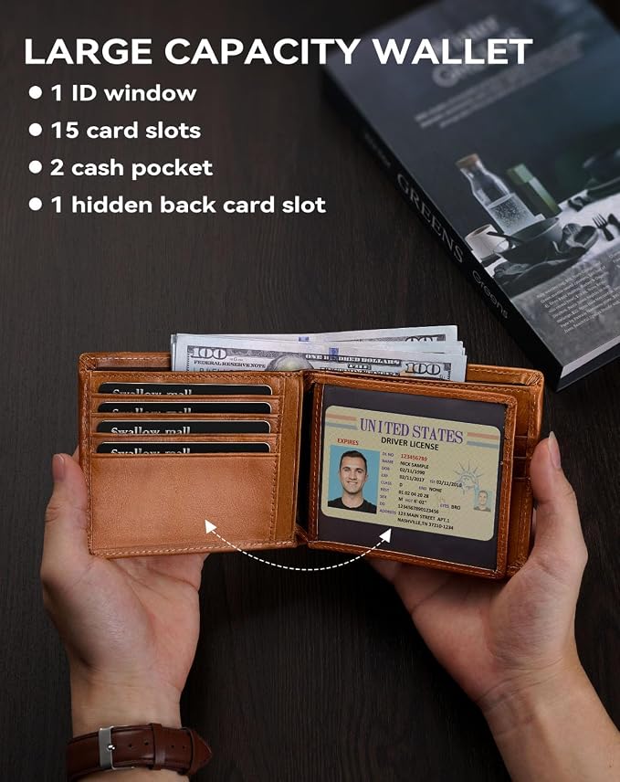 Swallowmall Mens Wallet Rfid Blocking Genuine Leather Bifold Wallets - Image 6