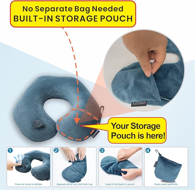 2Pack Inflatable Travel Neck Pillow - Image 2