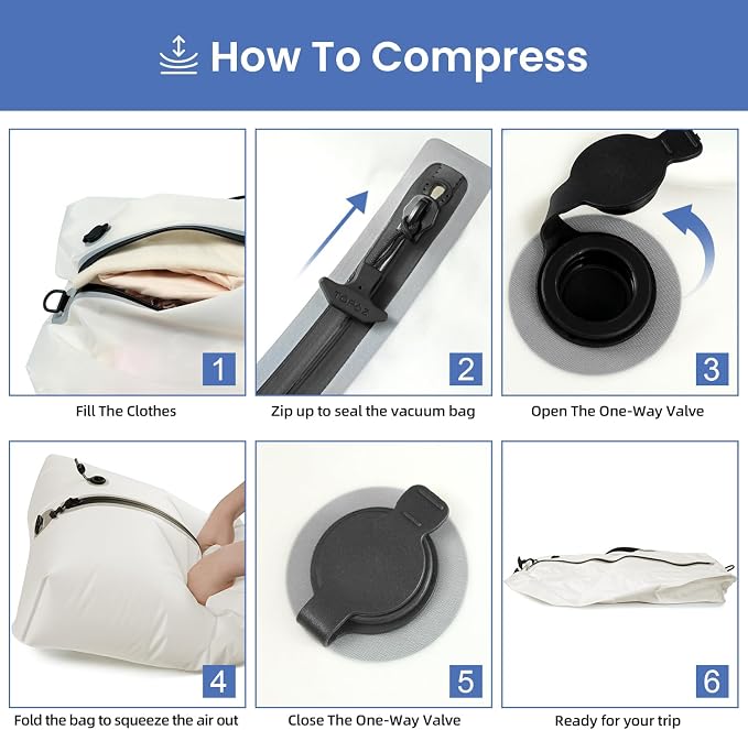 BAGAIL TPU Vacuum Bag for Travel, Reusable Compression Bag - Image 5