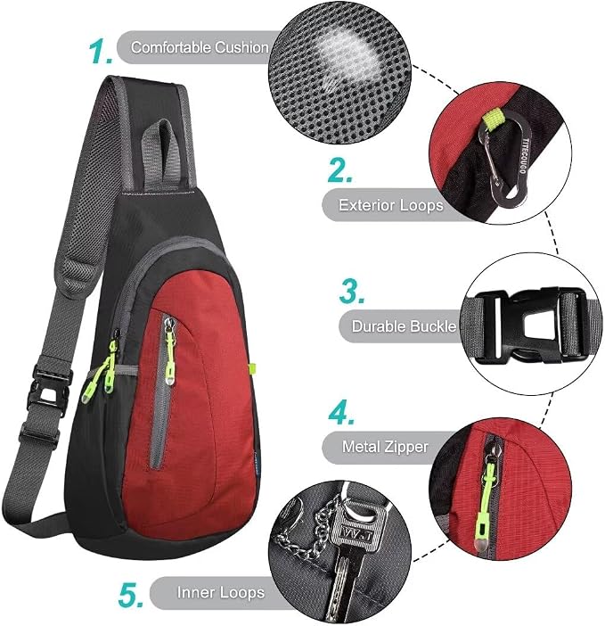 TITECOUGO Small Sling Bag, Lightweight Crossbody Backpack - Image 5