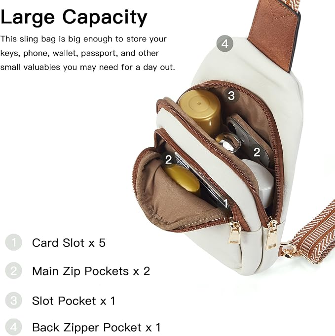 Telena Small Sling Bag for Women Leather Crossbody Fanny Packs Chest Bag for - Image 3