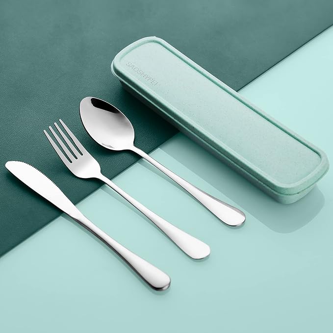 Portable Utensils Set with Case, Lunch Box Includ Fork Spoon Knife, Dishwasher - Image 2