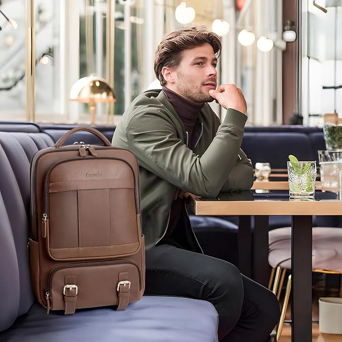 Tzowla Leather Laptop Backpack, Bag - Image 6