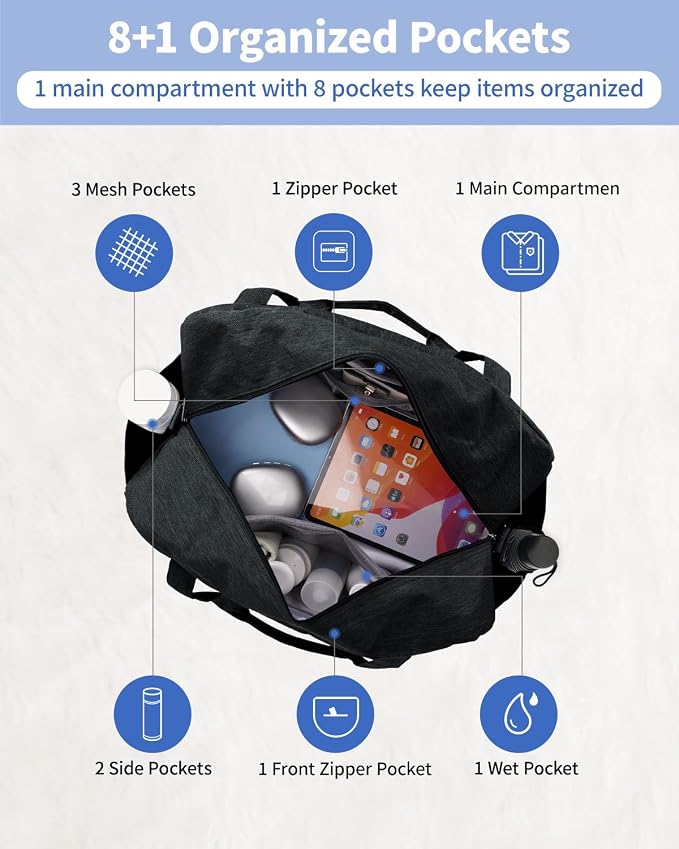 Narwey Carry on Bag 22x14x9 Airlines Approved, Carry on Duffle Bag - Image 4