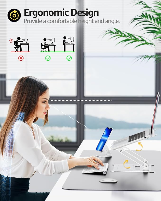 Urmust Laptop Notebook Stand Holder Adjustable Ultrabook Stand Riser Portable - Image 2