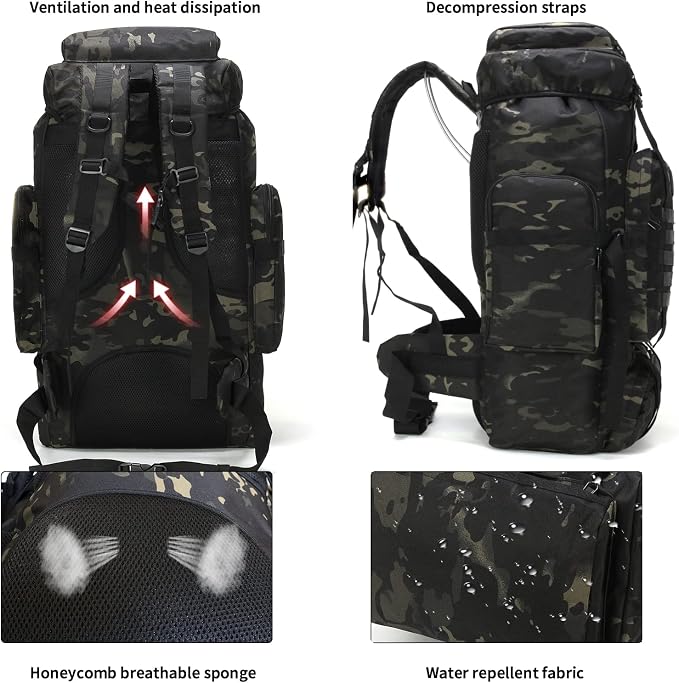 Hiking Backpack for Men 70L/100L Camping Backpack Military Rucksack Molle 3 - Image 2