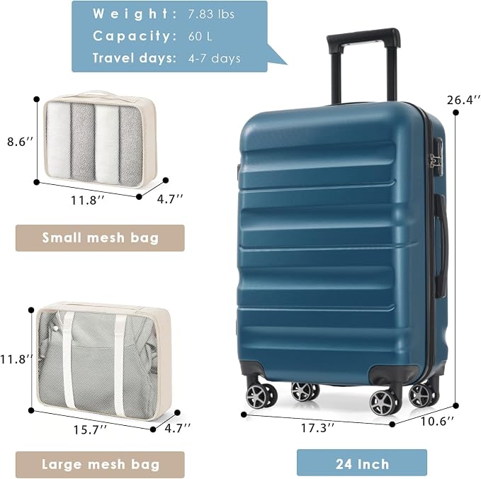 Merax 24 Inch Luggage Set Hardshell ABS Medium Suitcase - Image 5