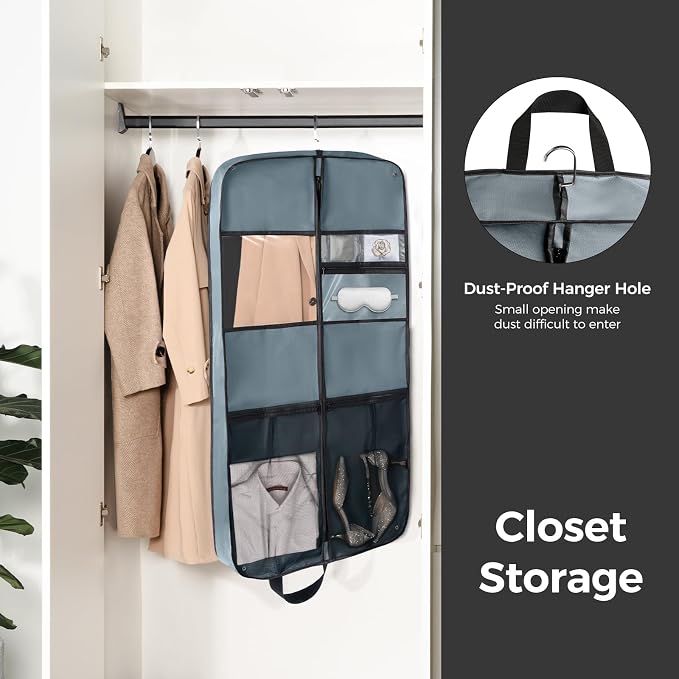 pack all 43" Premium Gusseted Travel Garment Bag, Heavy Duty Hanging Suit Bag - Image 7