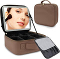 Travel Makeup Bag with LED Mirror Travel Makeup Organizer with 3 Lighted by Unknown
