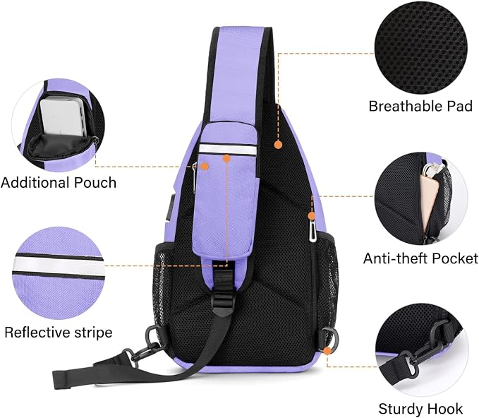 MOSISO Sling Backpack Bag, Crossbody Shoulder Bag Travel Hiking Daypack Chest - Image 4